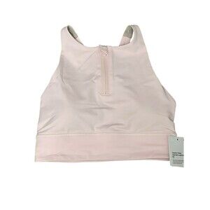 Lululemon Energy High Neck Longline Bra *Zip FUSP Flush Pink Sz 4 New
